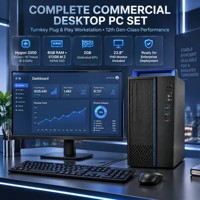 PC Desktop Faktor Bentuk Kecil 15L Hygon 3350 8 Core 8GB 512GB NVMe SSD 2GB GPU Monitor 23.8 Inch Komputer Tower Kompak