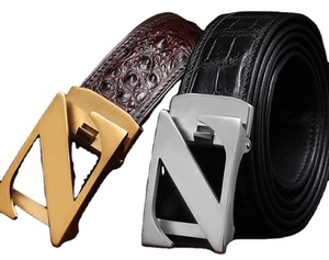 Ceintures en cuir véritable de qualité supérieure avec boucle automatique à clip facile en acier inoxydable de 3,5 cm de largeur, logo Z <span class=keywords><strong>amovible</strong></span> - Product Image 1