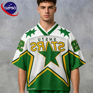 QZFSO Custom Hip Hop Vintage Sublimation Soccer T Shirt American Football Uniform <b>Top</b> Rhinestone Mesh Fabric Rugby Sport Jersey - Product Image 1