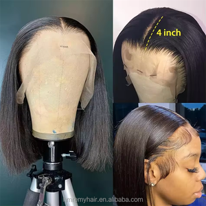 Parrucca <span class=keywords><strong>Bob</strong></span> con Frontale in Pizzo HD, Capelli Umani Brasiliani, Colore Naturale, Densità 180%, <span class=keywords><strong>Bob</strong></span> <span class=keywords><strong>Corto</strong></span> da <span class=keywords><strong>Donna</strong></span>, 12 Pollici, Pizzo Trasparente Pre-Annodato - Product Image 5