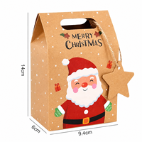 Boîte à friandises de Noël, boîte d'emballage portable en papier kraft pour bonbons et chocolats avec poignée, conteneur cadeau pour fête de Noël