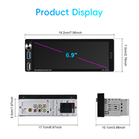 Lecteur MP5 pour voiture Podofo 6,9'' Single Din, autoradio avec Carplay, Android Auto, écran tactile IPS, FM/RDS, USB, EQ, BT, DVR, ODM