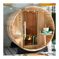 4-8 orang Cedar merah kayu barel Sauna luar ruangan dengan pembakar kayu kompor