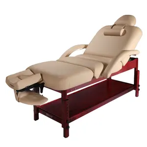 Sofá de madeira massageador de 31 pol., sofá de madeira com inclinação ajustável de 3 seções para fisioterapia, cama de spa