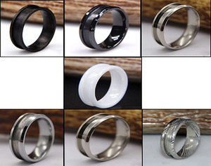 Anello di fidanzamento/matrimonio POYA 8mm in ceramica bianca, modello comfort fit, adatto per intarsi. - Product Image 3