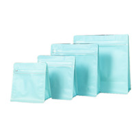 Sachet à fond plat personnalisé imprimé en usine, sac à soufflet refermable à 8 soudures latérales avec fermeture éclair