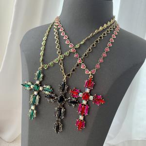 BD-B5272 grand verre cz croix collier mystique coeur chaîne collier merveilleux haute qualité collier bijoux incroyable - Product Image 2