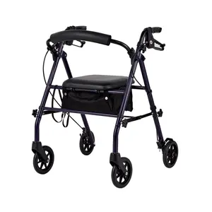 A felicidade médica adulta andando ajuda 4 rodas que dobram os andarilho com cuidados médicos do assento fornece o andarilho do rollator