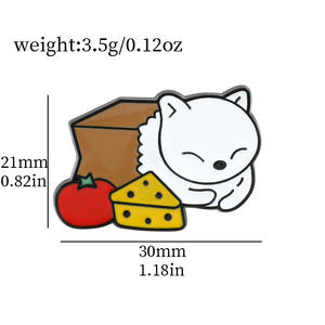Broche de Metal con Diseño de Gato Negro y Blanco, Creativo y Divertido, Estilo <span class=keywords><strong>Dorky</strong></span> Donut, en Oferta - Product Image 3