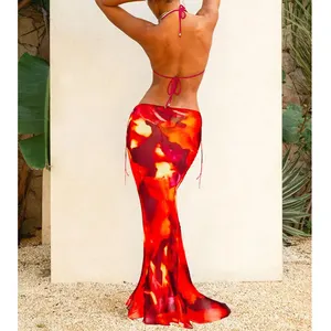 여름 삼각형 비키니 세트 섹시한 얼룩말 줄무늬 커버 업 비치웨어 쓰리 피스 수영복 여성 비치웨어