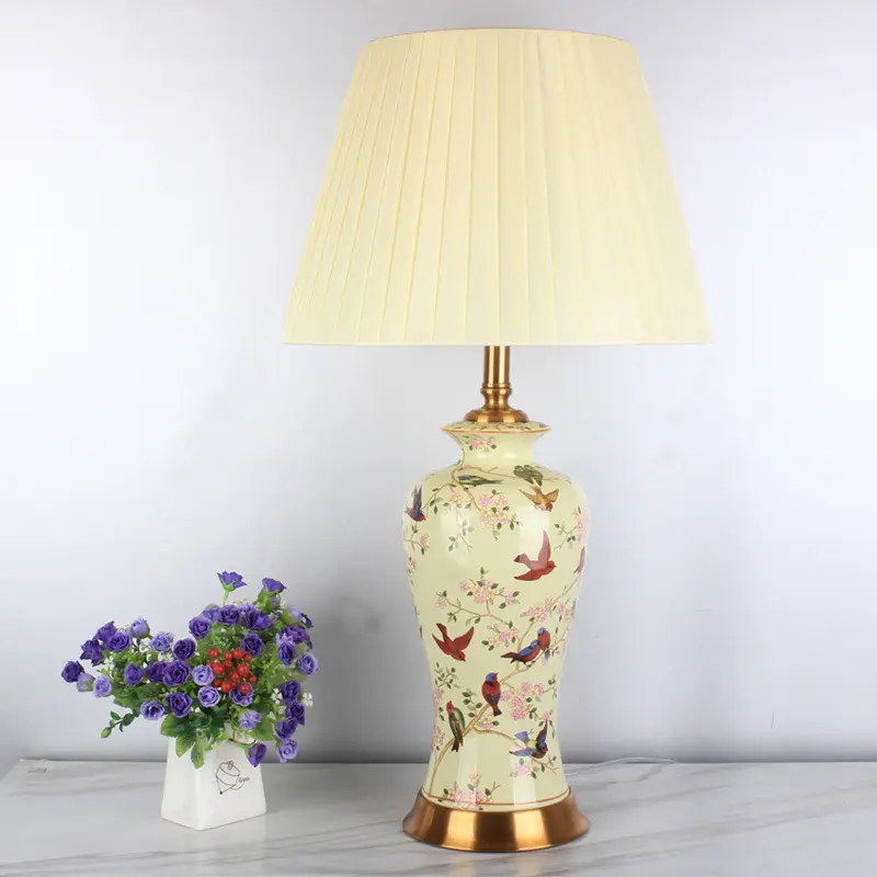 Oosterse Lichte Ambachtelijke Keramische Vaas Vogel Bloem Home Decor Hotel Lamp Tafellamp