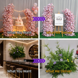 Arco Floreale Centrotavola per Matrimonio Stile Naturale con <span class=keywords><strong>Fiori</strong></span> Artificiali in Seta e <span class=keywords><strong>Fiori</strong></span> Giganti Profumati Fatti a Mano Rosa - Product Image 5