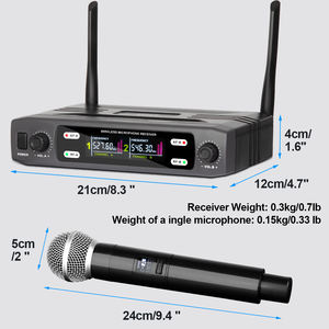 Microphone sans fil UHF professionnel X2 en promotion – Microphone portable sans fil pour karaoké - Product Image 5