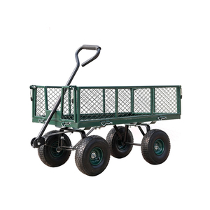 Chargez 200kg chariot en métal poignée rotative chariots de jardin robustes avec côtés en maille d'acier amovibles chariot de jardin en acier à plat - Product Image 1