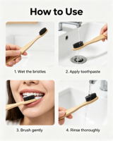 Brosse à dents souple en bambou avec manche en bois naturel, consommables de nettoyage buccal pour les courts séjours, approvisionnement transfrontalier