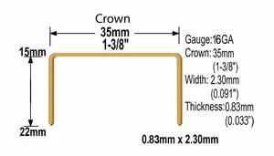 17 medidor 35mm coroa 3518 série galvanizado acabamento de fechamento de papelão