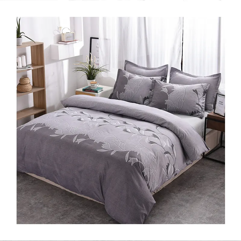 Fabrika fiyat 100% Polyester yatak seti nevresim yorgan kapağı ve yastık kılıfı yatak setleri yorgan koruyucu levha olmadan