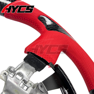Volante Deportivo Personalizado con LED, RPM, Cuero Rojo y Fibra de Carbono para Toyota 86 GR86 GT86 TRD GTS Estilo Cb para Subaru BRZ <span class=keywords><strong>STI</strong></span> <span class=keywords><strong>Ts</strong></span> - Product Image 5