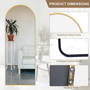 Vòm Lớn Đóng Khung Đầy Đủ Chiều Dài Dài Vanity Sàn Sang Trọng Gương Cho Phòng Khách Đứng Miễn Phí Trang Trí Nội Thất Mặc Quần Áo Gương - Product Image 5