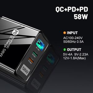 เครื่องชาร์จโทรศัพท์มือถือแบบชาร์จเร็วคู่ 58W 2PD QC3.0 ตามมาตรฐานยุโรป อเมริกา เกาหลี ออสเตรเลีย สำหรับพื้นที่ต่างๆ - Product Image 2