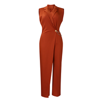 Nouvelle combinaison élégante pour femme, coupe ample à col tailleur et chaîne à la taille, jambe large, best-seller de haute qualité pour la vente en gros