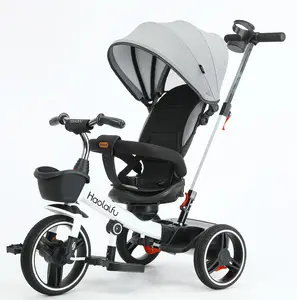 4 In 1 Kids Trike With Push HandleAll-Terrain PU Wheel For 18 Months - 5 Year Baby Tricycle