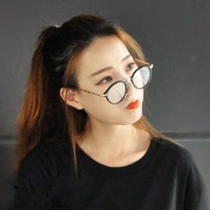 Maidis Round Eyeglasses <b>Frame</b> <b>Black</b> Gold Full <b>Frame</b> Unisex Blue Light Protection Plano Lenses Artistic Design - Product Image 3