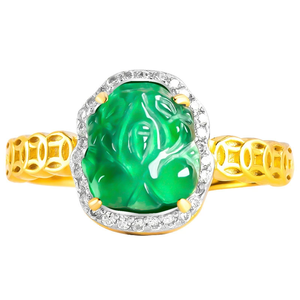 Auténtico anillo de jade de calidad hielo con amuleto en forma de zorro verde jadeíta natural de grado A en plata S925 para mujer, tamaño ajustable. - Product Image 5