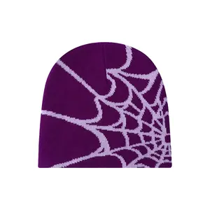 Berretto grafico personalizzato all'ingrosso acrilico Jacquard con stampa completa Spider Beanie