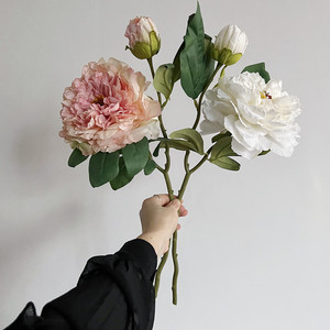Peonía Artificial de Alta Gama al por Mayor, con 2 Cabezas y Capullo, Tacto Real, Sensación Elegante al Tacto, Flor Grande de Látex para Decoración del Hogar - Product Image 1