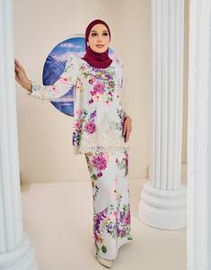 Sipo Eid 2023แฟชั่นที่สง่างามเสื้อผ้ามุสลิมผ้าไหมลายดอกไม้พิมพ์ลายดอกไม้เสื้อผ้าอิสลาม Baju kurung comel - Product Image 3