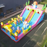Aire de jeux gonflable commerciale, grande structure de jeu gonflable de dessin animé avec toboggan, parcours d'obstacles pour enfants, location pour fêtes, parc d'attractions