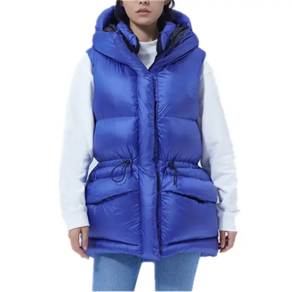 2023 도매 소녀 오리 다운 패딩 조끼 질레 사용자 정의 여성의 겨울 조끼 플러스 사이즈 여성의 퍼프 민소매 재킷