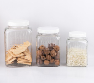 CCP412B Bán Hot Vuông Glass <span class=keywords><strong>Cookie</strong></span> Jar Với Nắp Nhựa - Product Image 2