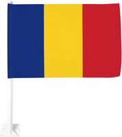 Drapeau de voiture imprimé numériquement 100 % polyester pour fenêtre, avec grand mât, vente en gros, Roumanie