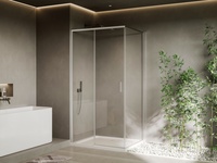 Porte de douche coulissante simple de qualité supérieure moderne avec verre trempé de 6 mm, cadre en aluminium chromé