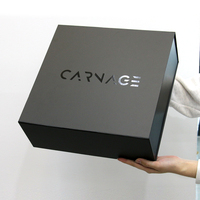 Boîte d'emballage en carton rigide pliable de luxe avec logo personnalisé, boîte à fermeture magnétique noire, boîte cadeau magnétique
