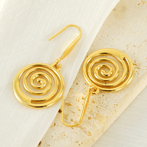 ZOGXIN Geometric Spiral Drop Earrings Gold Plated 18K Stainless Steel For Women Party Jewelry - Product Image 4