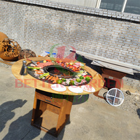 Barbecue Grill Bon Marché en Acier Corten 80 CM, Brasero Foyer Extérieur Portable à Charbon pour Jardin, Four de Cuisson BBQ