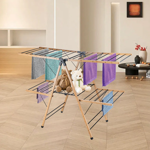Nouveauté Séchoir à linge de style papillon pour balcon Séchoir à linge pliable en <span class=keywords><strong>bois</strong></span> en bambou - Product Image 6