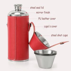Xi lanh Vòng Thợ Săn <span class=keywords><strong>Flask</strong></span>, thép không gỉ Hip <span class=keywords><strong>Flask</strong></span>,8oz 12oz <span class=keywords><strong>Flask</strong></span> da với 4 ly - Product Image 2