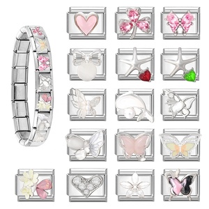 Módulo de Dijes Creativos Conectables, Estilo Colorido y Fresco, DIY, Pulsera de Acero Inoxidable con Forma de Mariposa Electrochapada - Product Image 2
