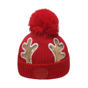 <span class=keywords><strong>Bonnet</strong></span> en laine chaud pour fille et garçon avec pompon, bonnets d'hiver tricotés au crochet pour bébé avec paillettes - Product Image 4