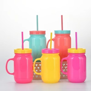 Bouteille Isotherme Double Mei Sen en Acrylique Couleur Unie Style Européen et Américain avec Poignée, 20oz, Écologique, avec Paille sans BPA - Product Image 2