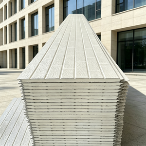 Revêtement extérieur de bâtiment moderne, panneau sandwich en PU, motif de petites briques blanches, panneau de bardage mural en métal sculpté, panneau de bardage - Product Image 1