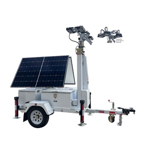 Nouvelle Arrivée : Tour d'éclairage mobile solaire IP65 avec mât manuel de 7m, 4x100W LED DC24V 5000K Lumière du jour pour parking - Product Image 2
