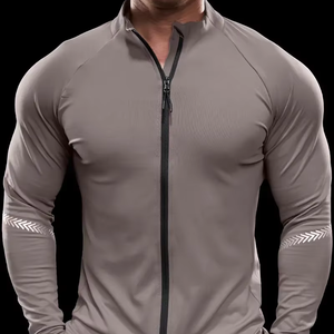 dropshipping Ultra-Breathable Quick Dry <b>Men's</b> Mid Stretch Long Sleeve <b>Jacket</b>, <b>Lightweight</b> Design Sportswear Tops <b>For</b> Spring - Product Image 1