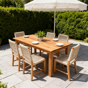 Vente en gros au Canada, meubles de maison modernes et minimalistes faits à la main en teck, chaises de salle à manger d'extérieur en bois tressé écologiques, ensemble de 2/4/6 - Product Image 1