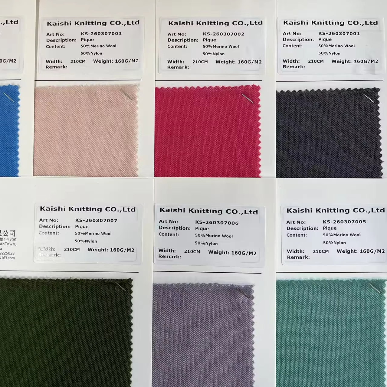 50% Merino Wool 50% Nylon Pique Knit Fabric for Sportswear & Polo
