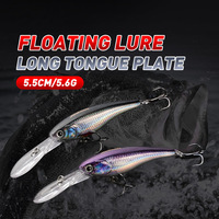 Leurre flottant Minnow à longue queue avec simulation de couleur 3D et bille en acier, 5,5 cm 5,6 g, pour la pêche au poisson mandarin, avec hameçons spéciaux
